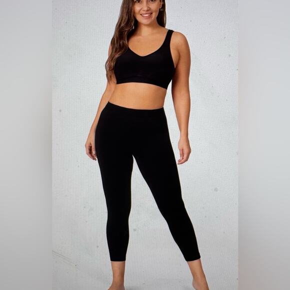 New SHAPERMINT Empetua High Waisted Shaping Capri Leggings Sz L Black - Picture 1 of 5
